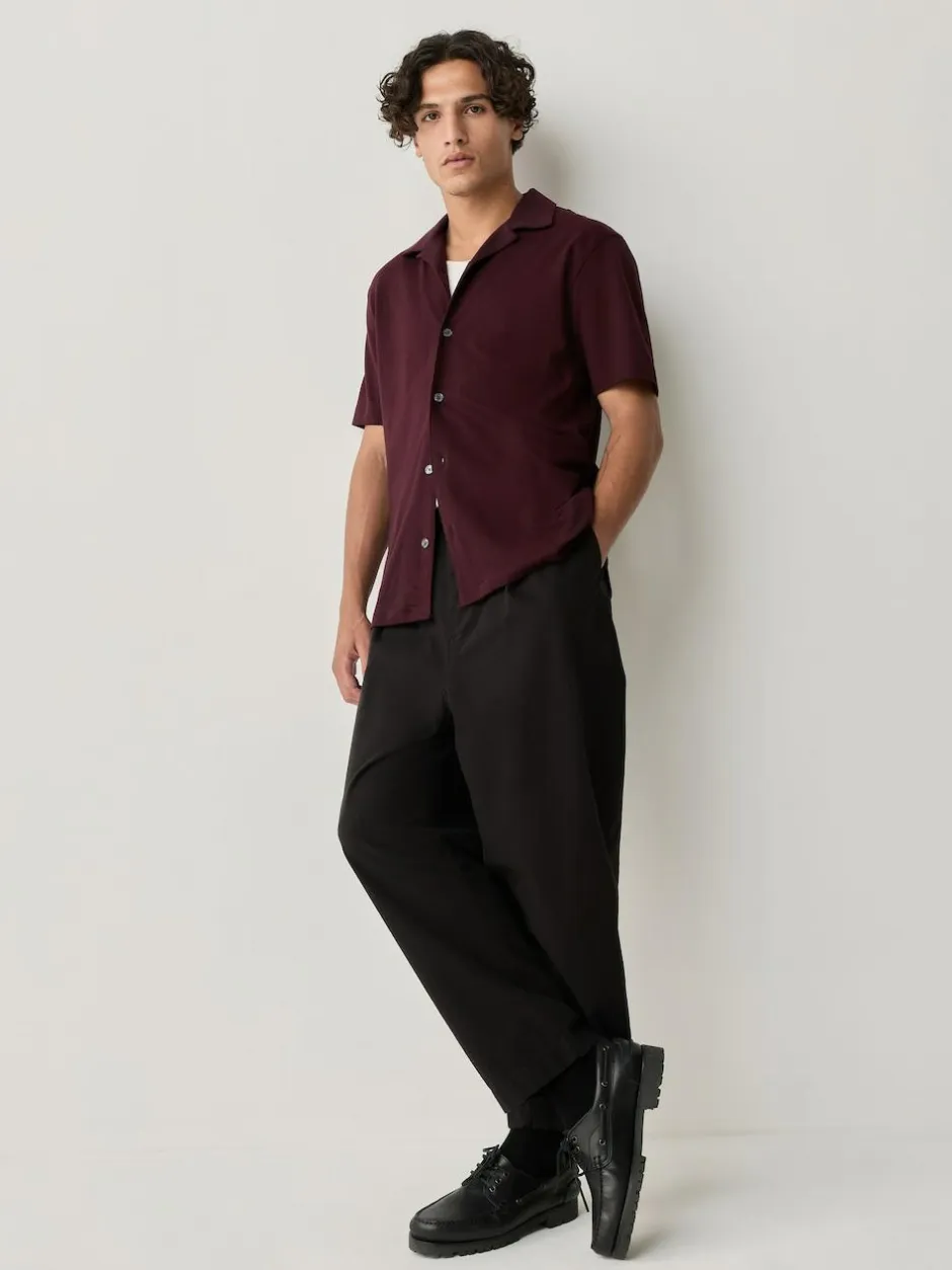 Next Short Sleeve Pique Shirts 3 Pack Burgundy Red/Navy Blue/Olive Green Sale