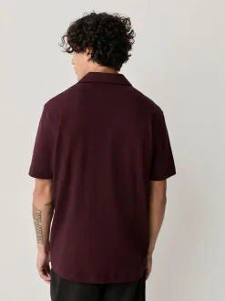 Next Short Sleeve Pique Shirts 3 Pack Burgundy Red/Navy Blue/Olive Green Sale