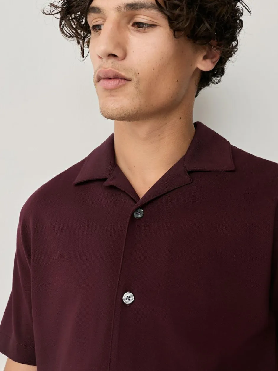 Next Short Sleeve Pique Shirts 3 Pack Burgundy Red/Navy Blue/Olive Green Sale