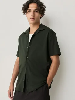 Next Short Sleeve Pique Shirts 3 Pack Burgundy Red/Navy Blue/Olive Green Sale