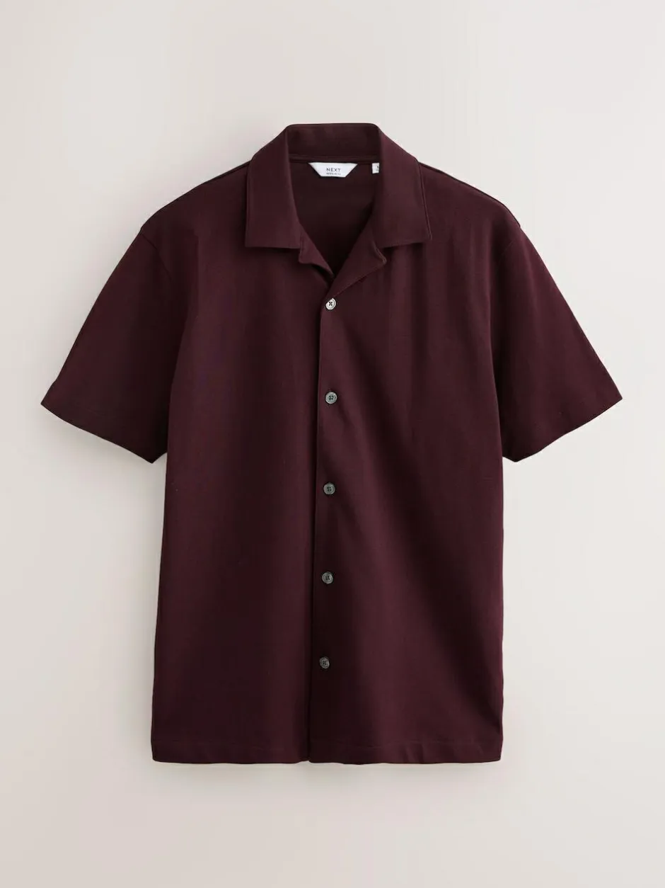 Next Short Sleeve Pique Shirts 3 Pack Burgundy Red/Navy Blue/Olive Green Sale
