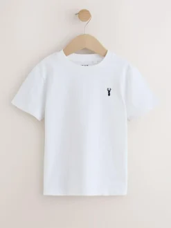 Next Burgundy Red/White Short Sleeve Stag Embroidered T-Shirts 4 Pack (3-16yrs) Sale