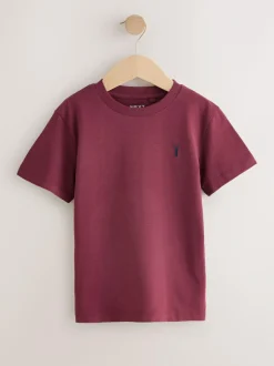 Next Burgundy Red/White Short Sleeve Stag Embroidered T-Shirts 4 Pack (3-16yrs) Sale