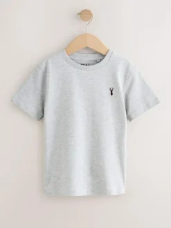 Next Burgundy Red/White Short Sleeve Stag Embroidered T-Shirts 4 Pack (3-16yrs) Sale