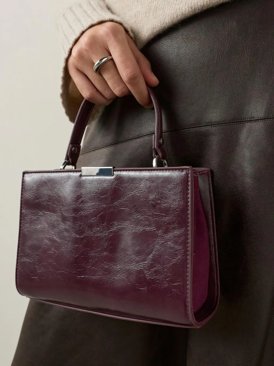 Next Top Handle Croc Effect Bag Burgundy Discount