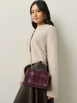 Next Top Handle Croc Effect Bag Burgundy Discount