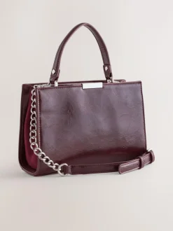 Next Top Handle Croc Effect Bag Burgundy Discount