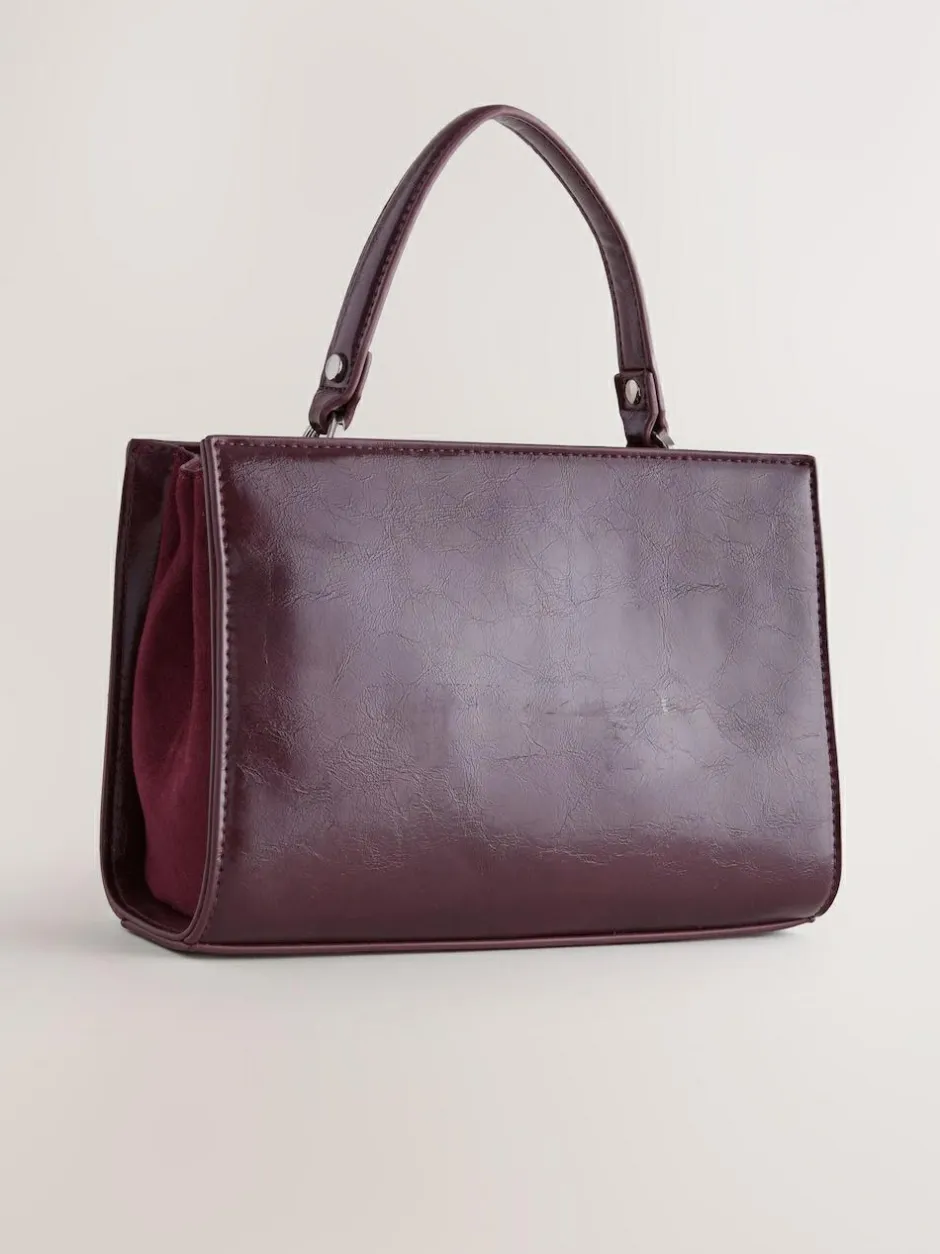 Next Top Handle Croc Effect Bag Burgundy Discount