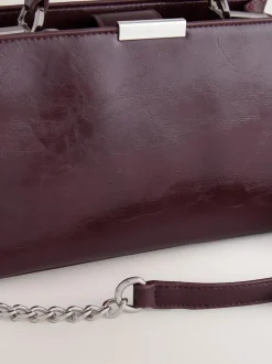 Next Top Handle Croc Effect Bag Burgundy Discount