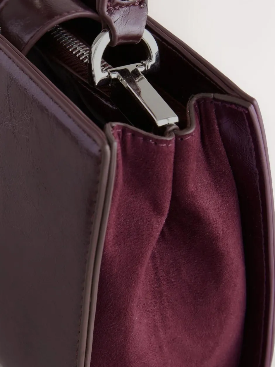Next Top Handle Croc Effect Bag Burgundy Discount