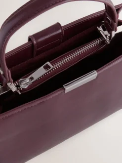 Next Top Handle Croc Effect Bag Burgundy Discount