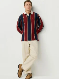 Next Burgundy/Navy Blue Stripe Rugby Shirt Best