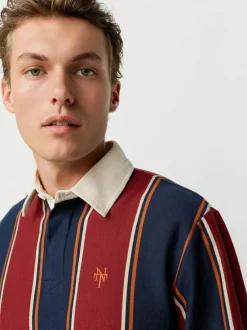 Next Burgundy/Navy Blue Stripe Rugby Shirt Best
