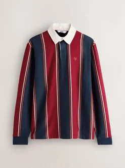 Next Burgundy/Navy Blue Stripe Rugby Shirt Best