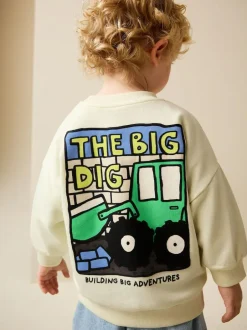 Next Buttermilk Yellow Digger Back Printed Crew Neck Jersey Sweatshirt (3mths-7yrs) Sale