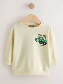 Next Buttermilk Yellow Digger Back Printed Crew Neck Jersey Sweatshirt (3mths-7yrs) Sale