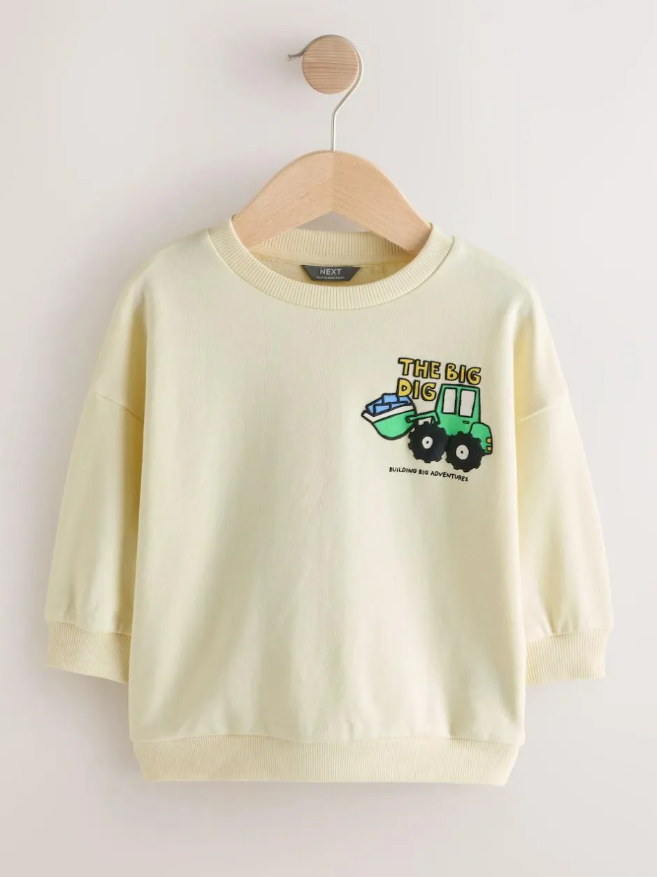 Next Buttermilk Yellow Digger Back Printed Crew Neck Jersey Sweatshirt (3mths-7yrs) Sale
