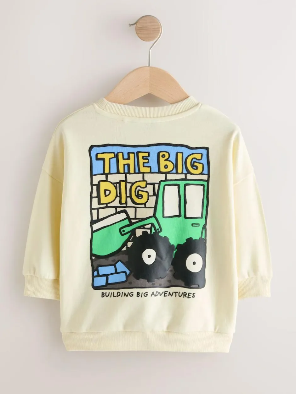 Next Buttermilk Yellow Digger Back Printed Crew Neck Jersey Sweatshirt (3mths-7yrs) Sale