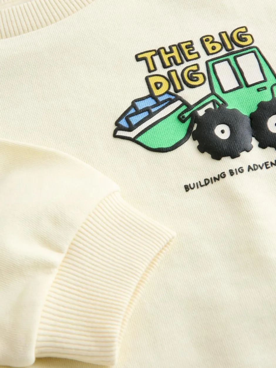 Next Buttermilk Yellow Digger Back Printed Crew Neck Jersey Sweatshirt (3mths-7yrs) Sale