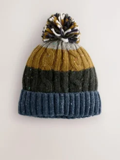 Next Bobble Hat Cable Knit Stripe Best
