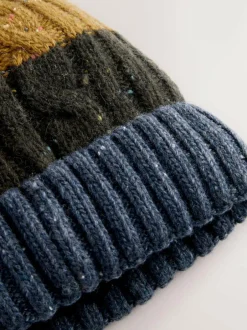 Next Bobble Hat Cable Knit Stripe Best