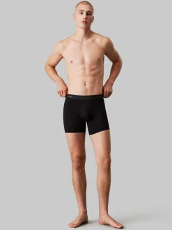Calvin Klein Icon Cotton Stretch Boxer Briefs 3 Pack Black/Blue Tonal Hot