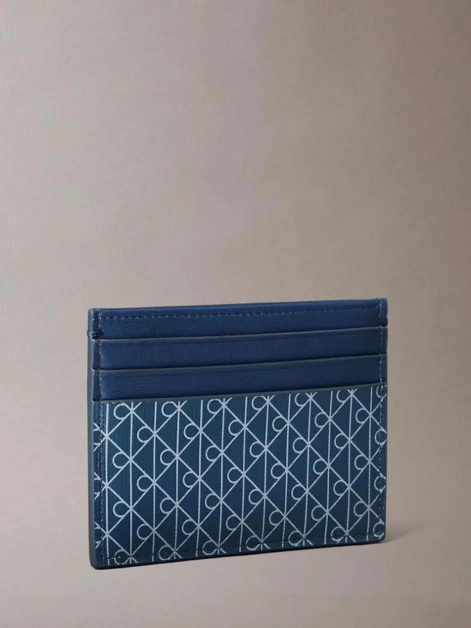 Calvin Klein Allover Monogram Logo Card Holder Blue Sale