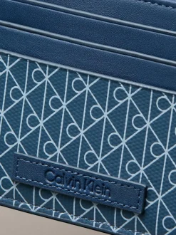 Calvin Klein Allover Monogram Logo Card Holder Blue Sale