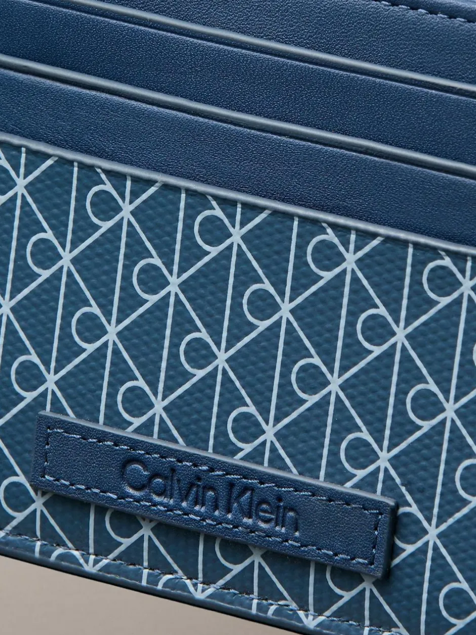 Calvin Klein Allover Monogram Logo Card Holder Blue Sale