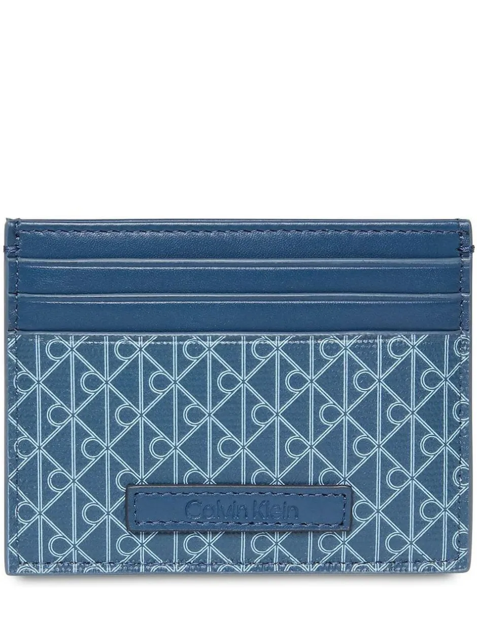 Calvin Klein Allover Monogram Logo Card Holder Blue Sale
