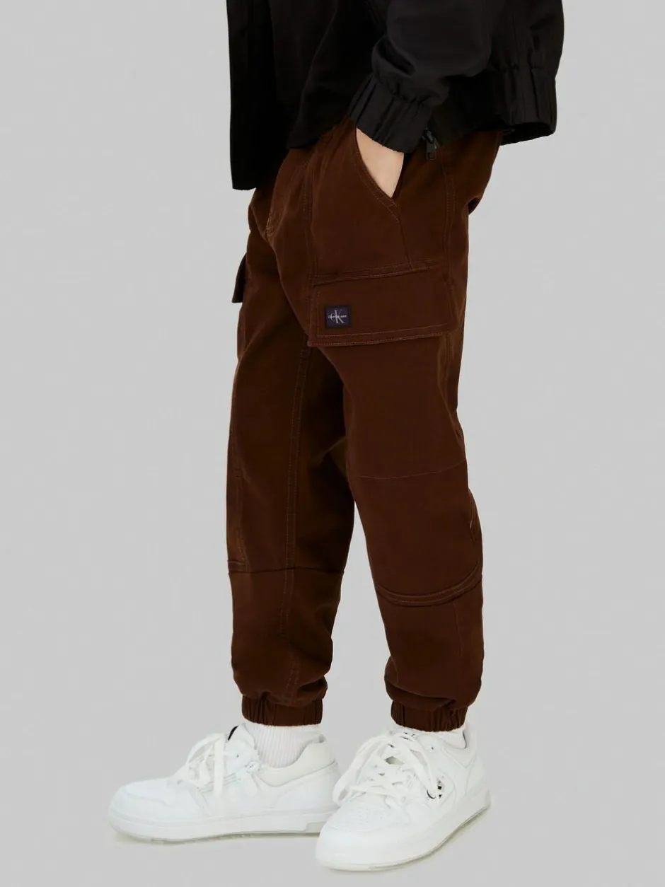 Calvin Klein Jeans Relaxed Sateen Cargo Brown Trousers New