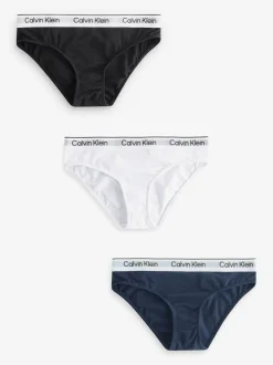 Calvin Klein White 3 Pack Girls Bikini Briefs Icon Cotton Stretch Sale
