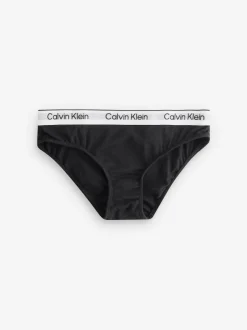 Calvin Klein White 3 Pack Girls Bikini Briefs Icon Cotton Stretch Sale