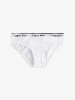 Calvin Klein White 3 Pack Girls Bikini Briefs Icon Cotton Stretch Sale