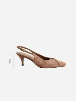 Next Leather Cutout Hardware Detail Slingback Heels Camel Brown Outlet