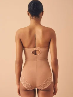 Next Firm Tummy Control Cupped Lace Body Caramel Nude Clearance