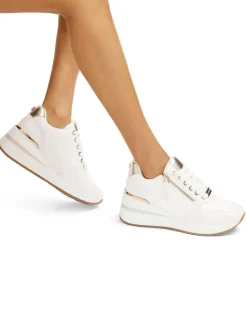Carvela High Rise Wedge Trainers Gold Chrome Discount