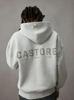 Castore Logo Oversized Heavyweight Cotton Hoodie Light Grey