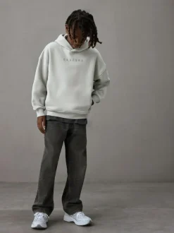 Castore Logo Oversized Heavyweight Cotton Hoodie Light Grey