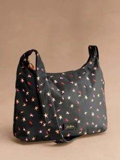 Cath Kidston Sling Cross-Body Bag Black Folding Star Ditsy New