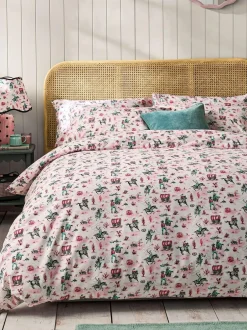 Cath Kidston 100% Cotton Duvet Cover and Pillowcase Set Pink Cowgirl Clearance