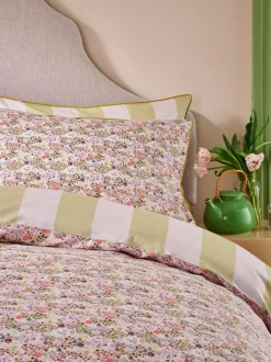 Cath Kidston 180 Thread Count Duvet Cover and Pillowcase Set Pink Tiny Town Best