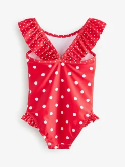 Cath Kidston Frill Swimsuit (3mths-7yrs) Red Polka Dot Flower Online