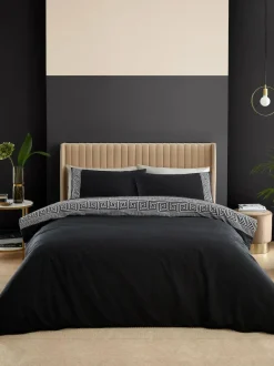 Catherine Lansfield Black Artemis Greek Key Reversible Duvet Cover Set