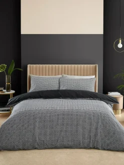 Catherine Lansfield Black Artemis Greek Key Reversible Duvet Cover Set