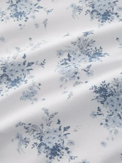 Catherine Lansfield Blue Lucie Floral Frill Reversible Duvet Cover Set Outlet