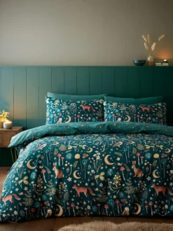 Catherine Lansfield Enchanted Twilight Animals Duvet Cover and Pillowcase Set Green Online