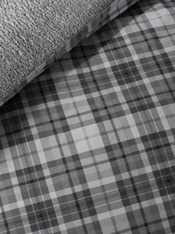 Catherine Lansfield Cosy Sherpa Check Duvet Cover Set Grey