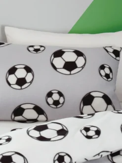 Catherine Lansfield Grey Spot Football Cosy Fleece Reversible Duvet Cover Set Best
