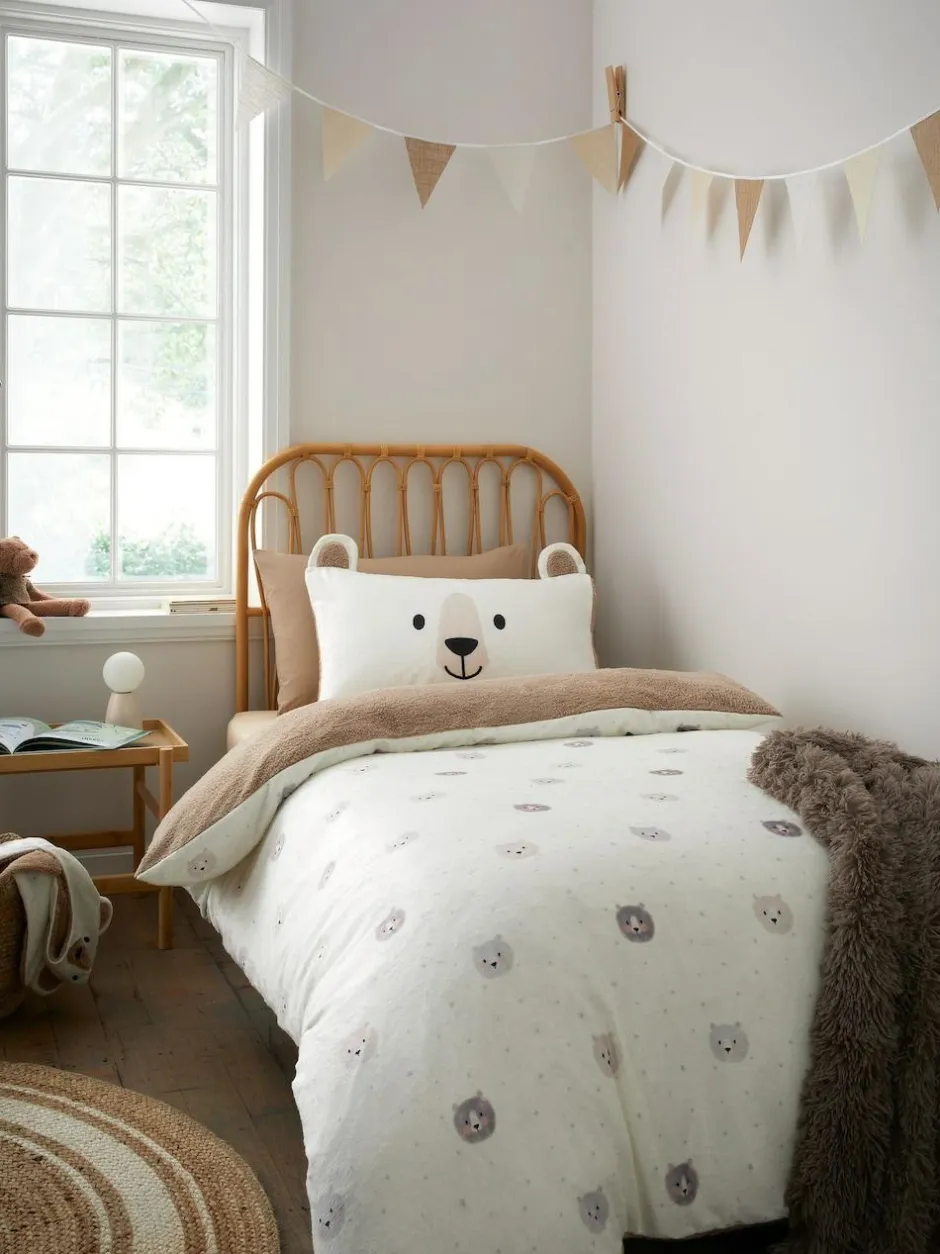 Catherine Lansfield Natural Cosy Bear So Soft Duvet Cover Set Hot